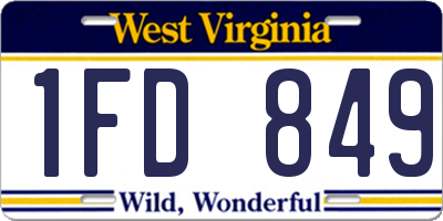 WV license plate 1FD849