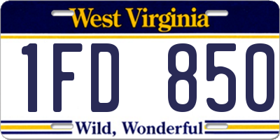 WV license plate 1FD850