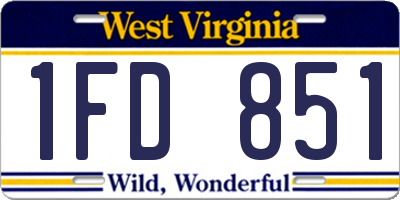WV license plate 1FD851