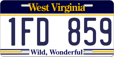 WV license plate 1FD859