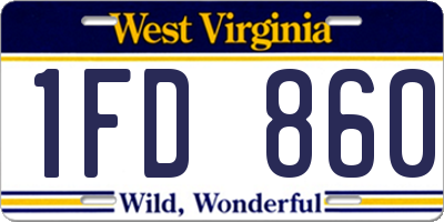 WV license plate 1FD860