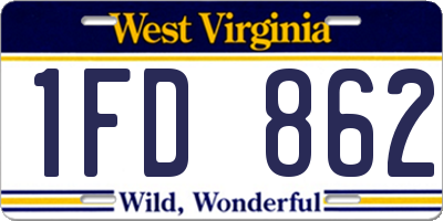 WV license plate 1FD862