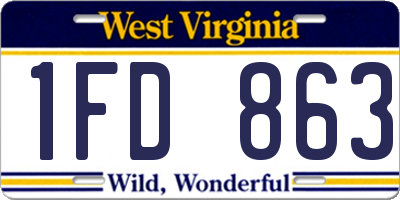 WV license plate 1FD863