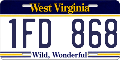 WV license plate 1FD868