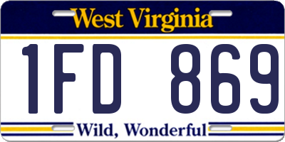 WV license plate 1FD869