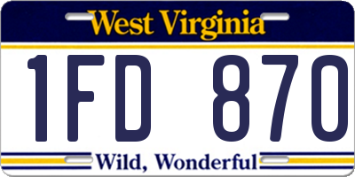 WV license plate 1FD870