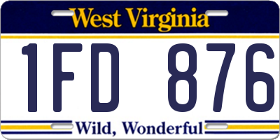 WV license plate 1FD876