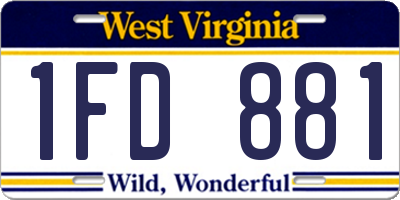 WV license plate 1FD881