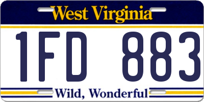 WV license plate 1FD883