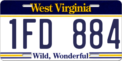 WV license plate 1FD884