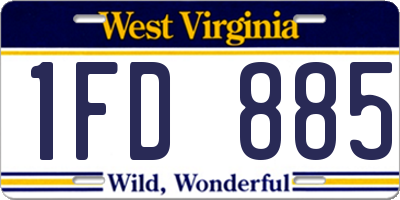 WV license plate 1FD885