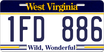 WV license plate 1FD886