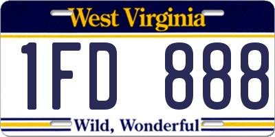 WV license plate 1FD888