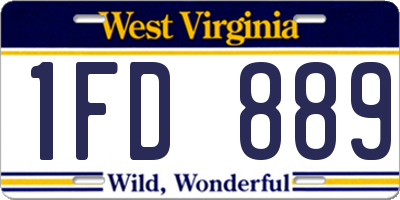 WV license plate 1FD889