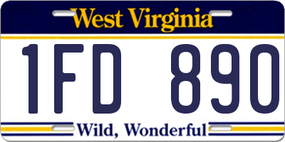 WV license plate 1FD890