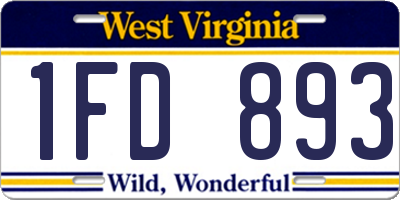 WV license plate 1FD893