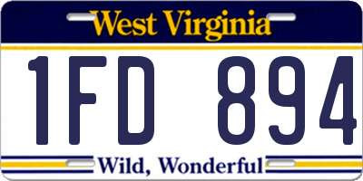 WV license plate 1FD894