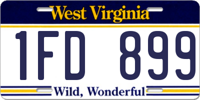 WV license plate 1FD899