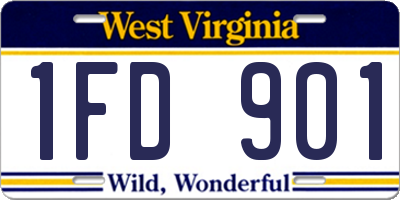 WV license plate 1FD901