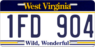 WV license plate 1FD904