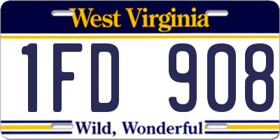 WV license plate 1FD908
