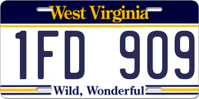 WV license plate 1FD909