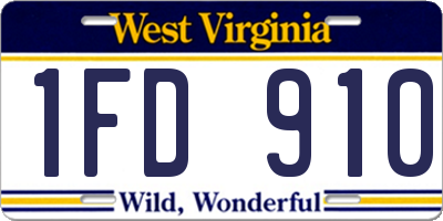 WV license plate 1FD910