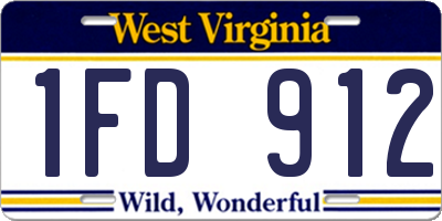WV license plate 1FD912