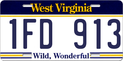 WV license plate 1FD913
