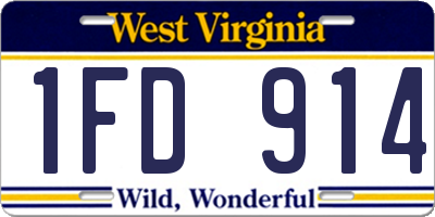 WV license plate 1FD914