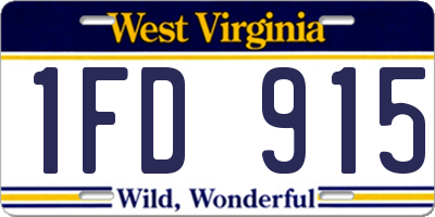 WV license plate 1FD915