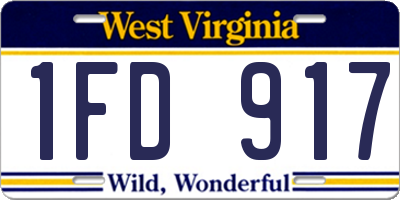 WV license plate 1FD917