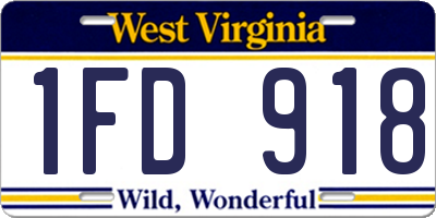 WV license plate 1FD918