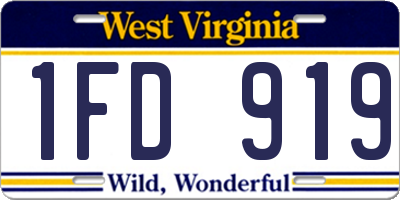 WV license plate 1FD919