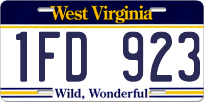 WV license plate 1FD923