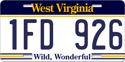 WV license plate 1FD926