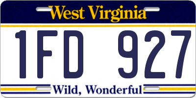 WV license plate 1FD927