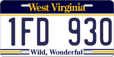 WV license plate 1FD930
