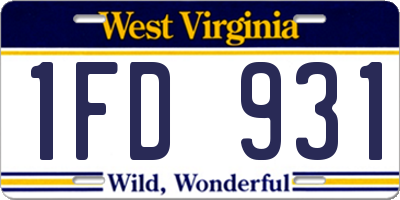 WV license plate 1FD931