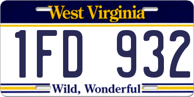 WV license plate 1FD932