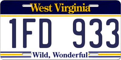WV license plate 1FD933