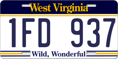 WV license plate 1FD937