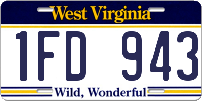 WV license plate 1FD943