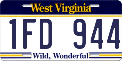 WV license plate 1FD944
