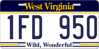 WV license plate 1FD950