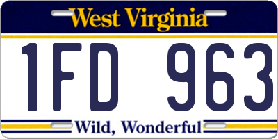 WV license plate 1FD963