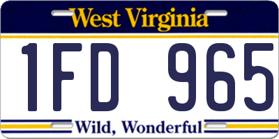 WV license plate 1FD965
