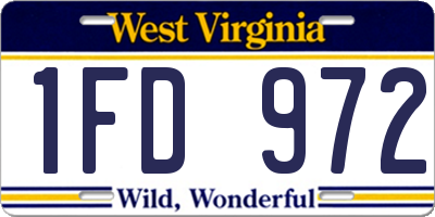 WV license plate 1FD972