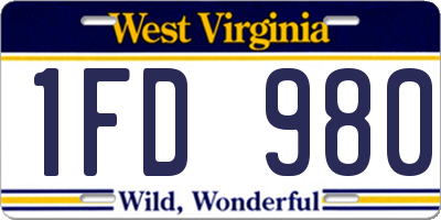 WV license plate 1FD980