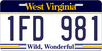 WV license plate 1FD981